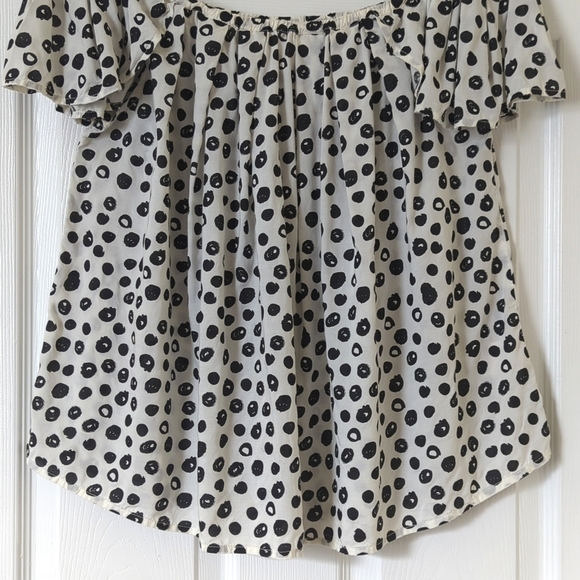 Maeve Anthropologie Garden Grove Off The Shoulder Flutter Cap Sleeve Top Ivory S - Picture 6 of 11